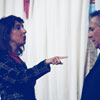 Woman pointing finger at man